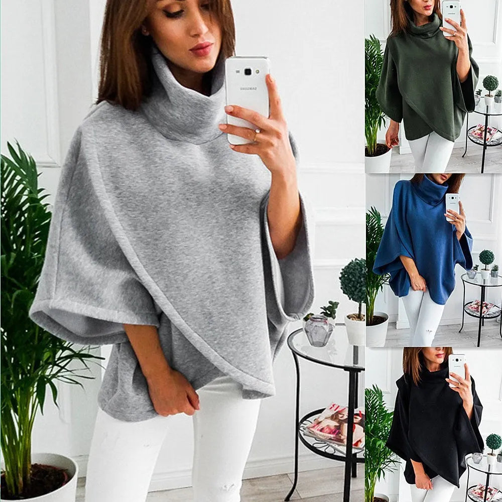 Women's black batwing cardigan sweatshirt with extended length and stitching details