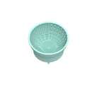 Cyan silicone slow feeding bowl for pets with suction cup base on a flat surface.