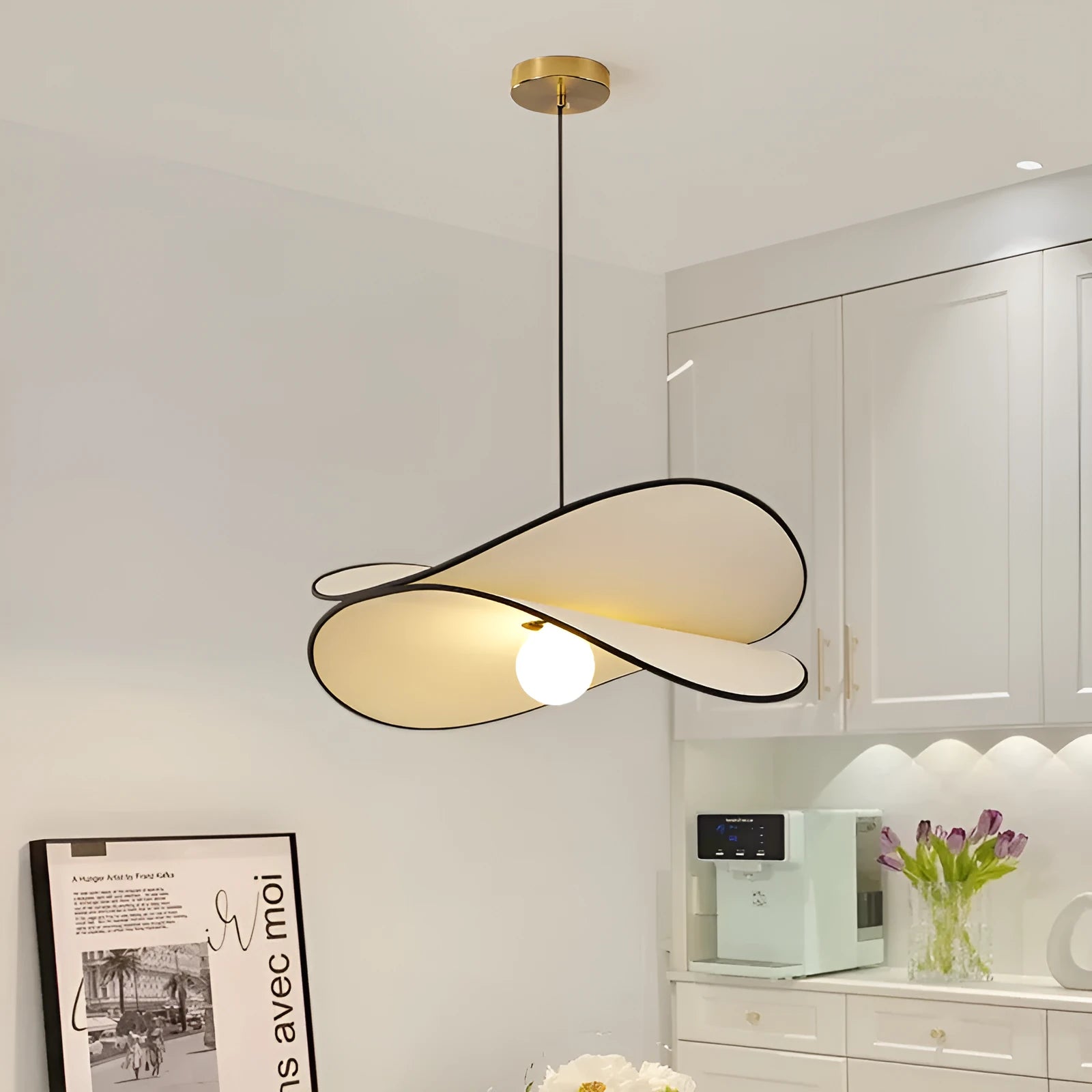 French style artistic chandelier pendant light with fabric potato chip design in bedroom setting