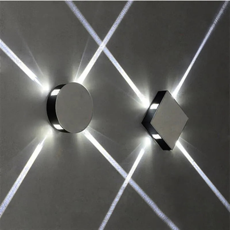 Modern square and round LED aluminium wall light with iron lampshade for living room or bedroom