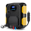 DC 12V digital tire inflator with LED display, bright light, and 3-metre cord for portable car use