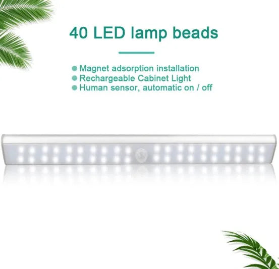 Rechargeable LED motion sensor light strip in three length options for cupboard lighting