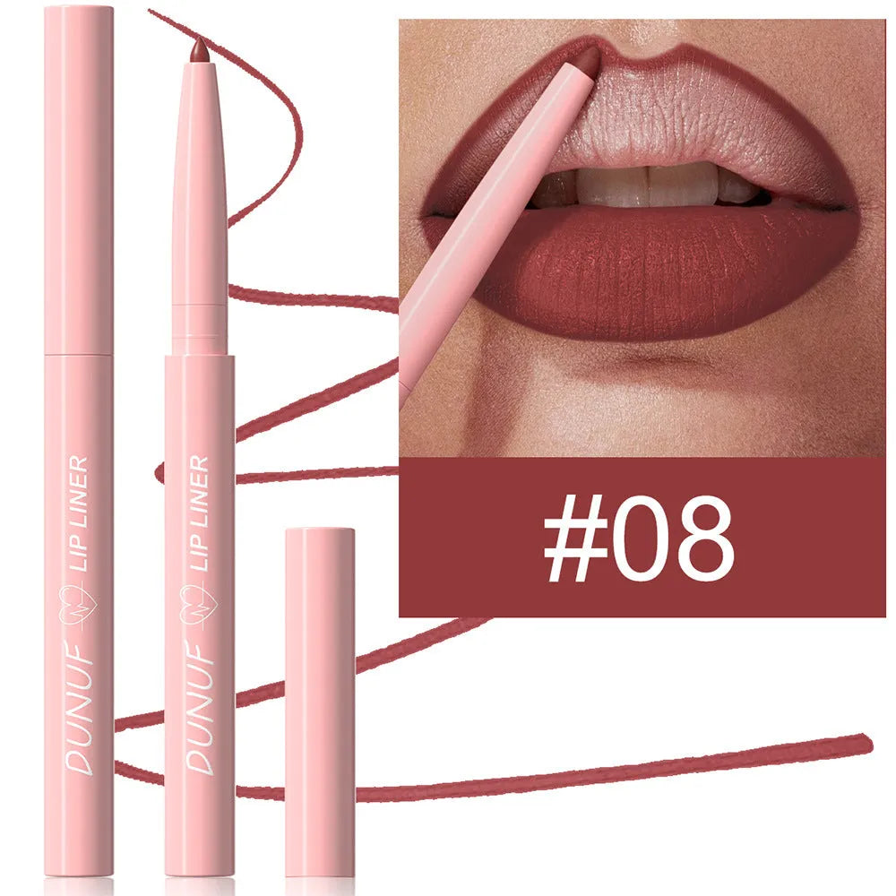 Velvet matte lip liner pencil in 12 colour options for precise lip definition