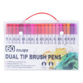 Watercolour pen sets in plastic cases showing 48, 60, 72, and 100 colour options for artists