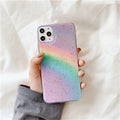 Rainbow gradient iPhone case with colourful stripes in Japanese Korean style design
