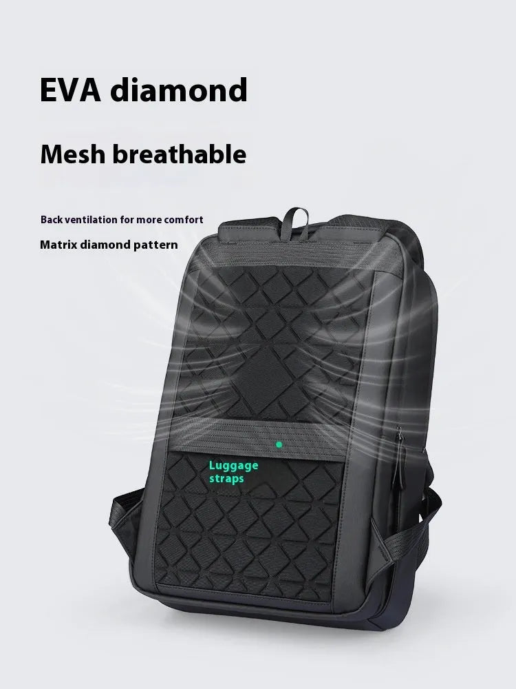 Graphite Gray USB business backpack with Oxford cloth exterior and charging port