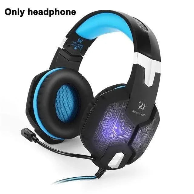 G1000 wired gaming headset with microphone, over-ear design, blue colour