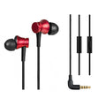 Wired piston in-ear headphones with 3.5mm connector in black blue red colour options