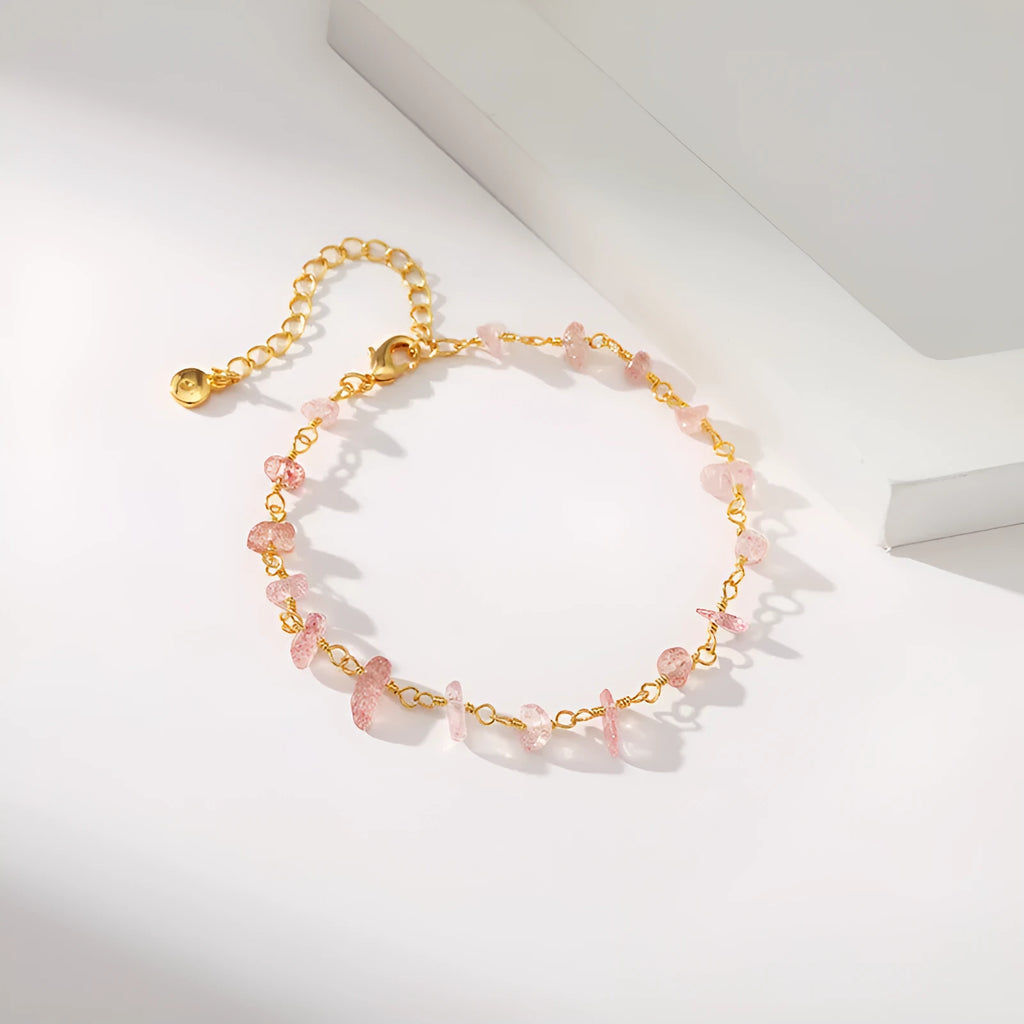Women's irregular natural turquoise bracelet with geometric crystals in 18K copper, multiple colour options