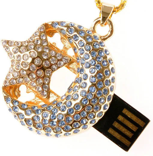 Metal jewellery USB flash drive with decorative casing showing USB connector