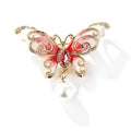 European and American style butterfly brooch in zinc alloy with artificial gems in blue, green, and red colours