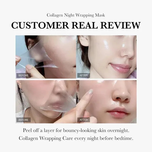 75ml bottle of collagen night sleep mask with application brush for firming and hydrating skin