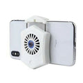 Black mobile phone cooling radiator with USB cable attached to smartphone during gaming