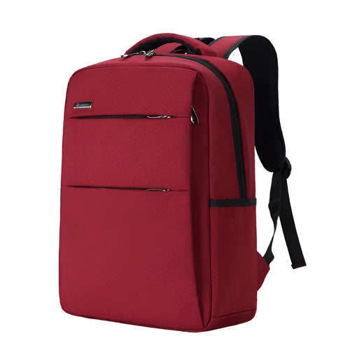 Waterproof rechargeable laptop backpack in black showing shoulders style design with Oxford cloth construction