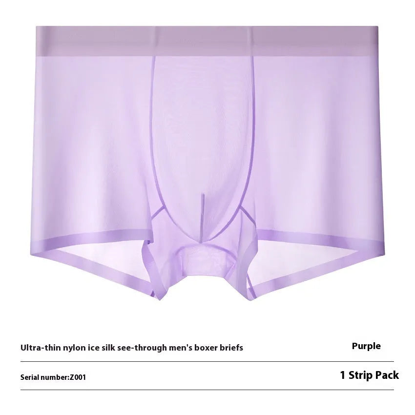 Ice Silk breathable boxer briefs in solid colours with seamless quick-drying design