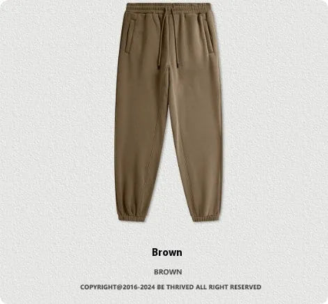 Men's solid colour cotton velvet sweatpants with ankle bands in multiple colour options