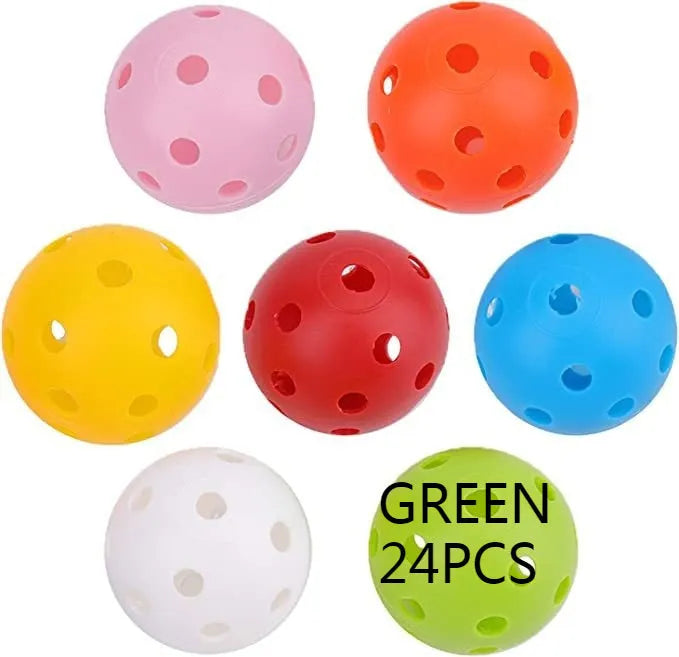 Multi-colour 42mm golf practice balls in blue, green, orange, red, white and yellow colours