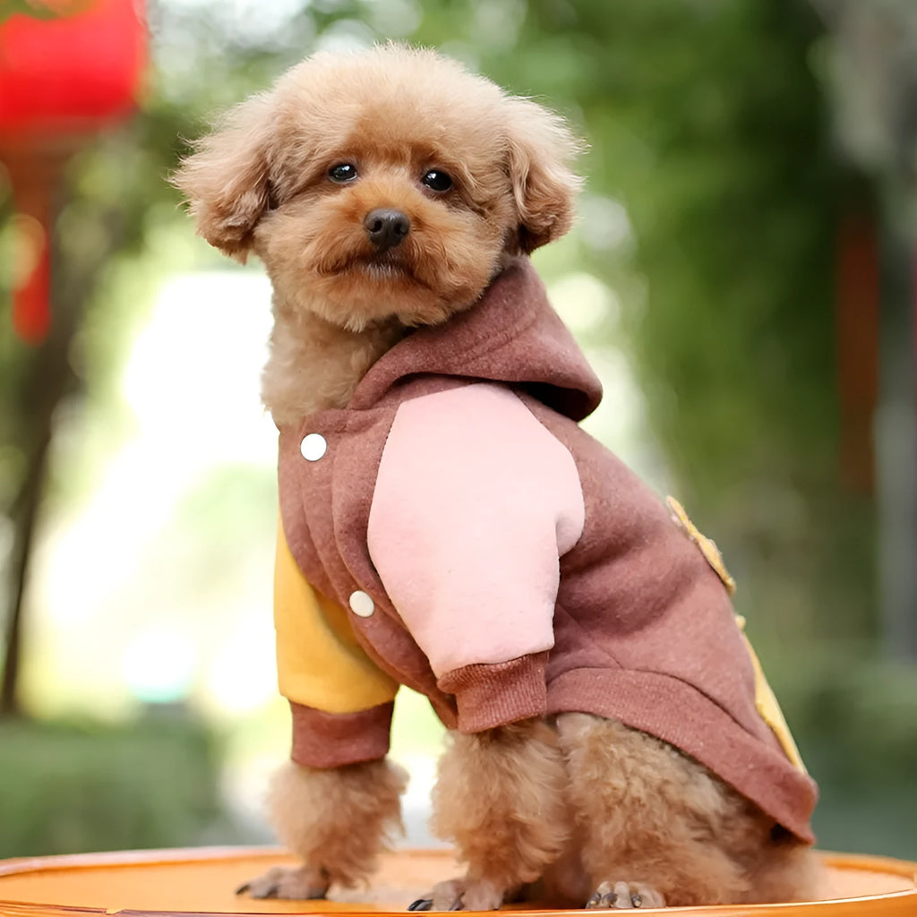 Brown cotton-blend pet sweatshirt for dogs or cats in size medium