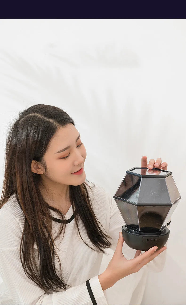 Children's rotating stars LED night light with three colour settings and rotating projection