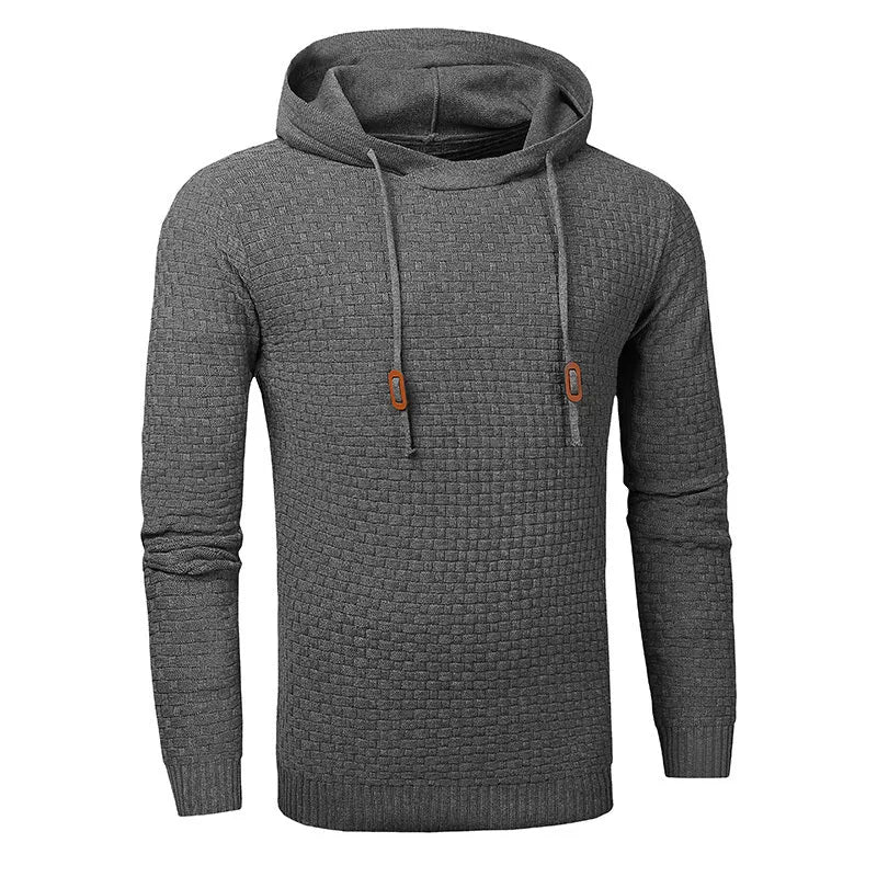 Men's hooded sweatshirt in a cotton-polyester blend shown in one of nine available colours.