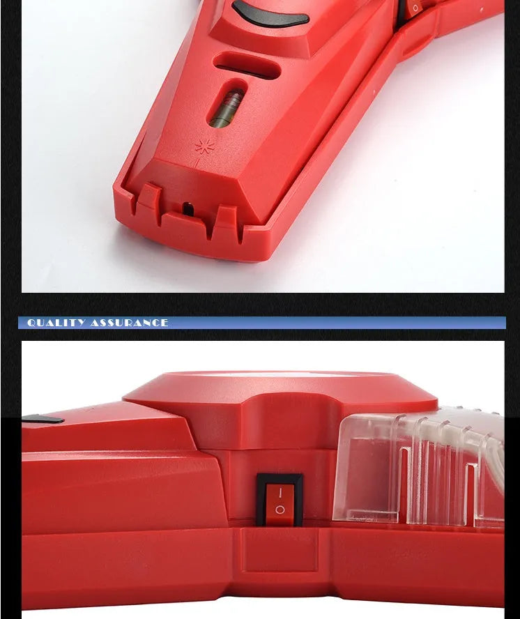 Red portable infrared laser level tool with battery compartment for woodworking and decoration alignment