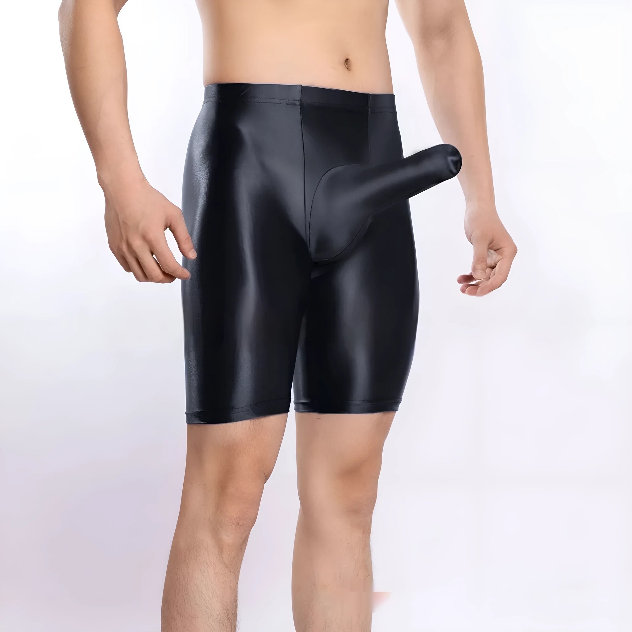 Men's plus size shiny silky sports shorts in multiple colours for gym training