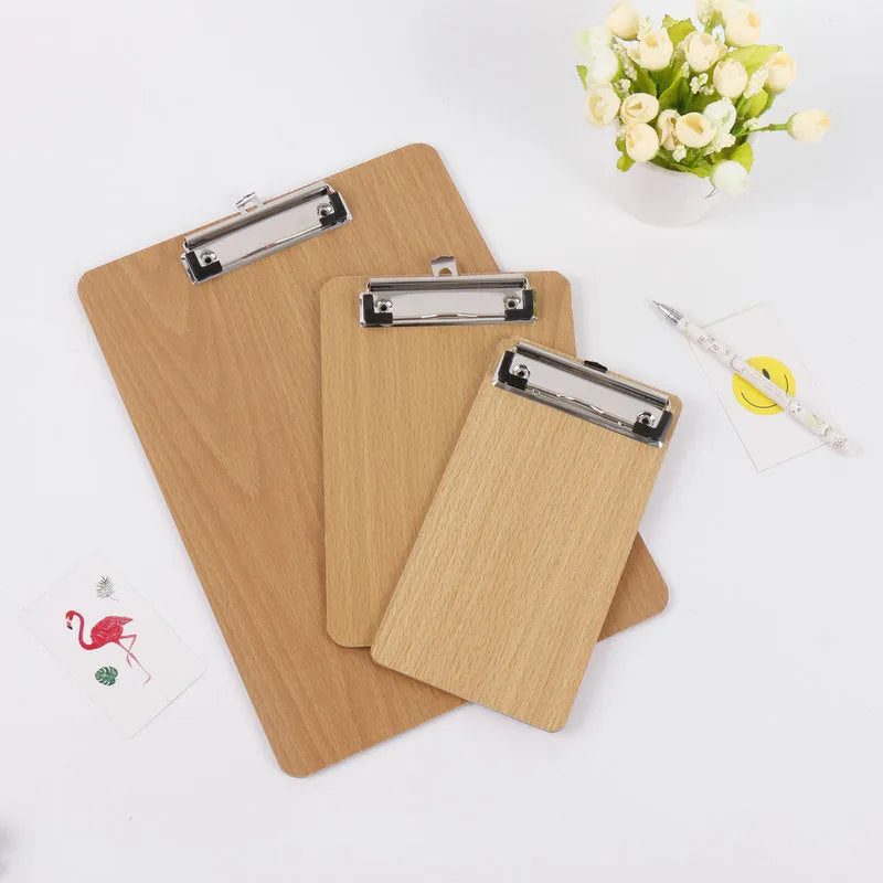 A4 hard wood clipboard folder board with metal clip and hanging hole, 22.5 by 31.5 cm