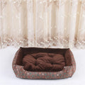 Round cloth pet bed in grey stripe size 60cm for cats and small dogs