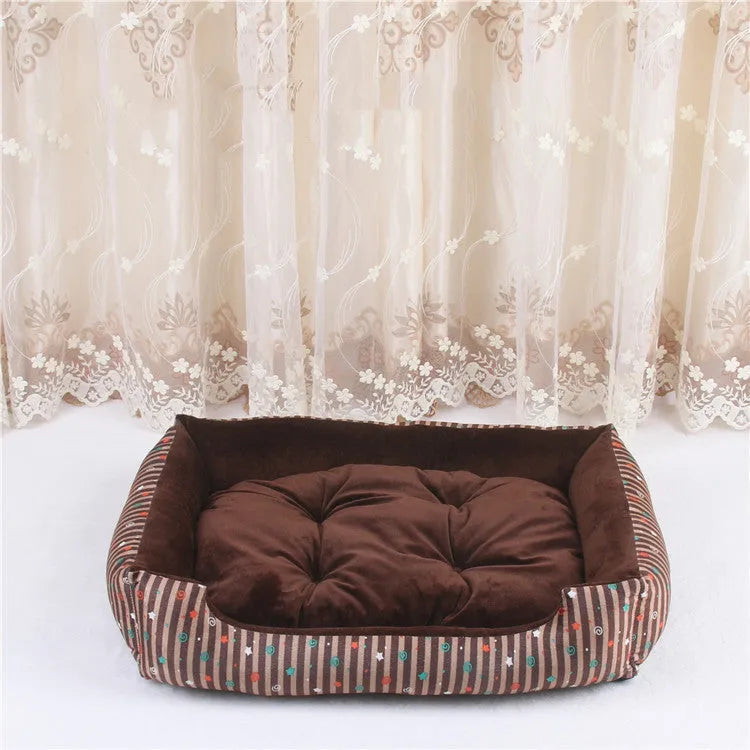 Round cloth pet bed in grey stripe size 60cm for cats and small dogs