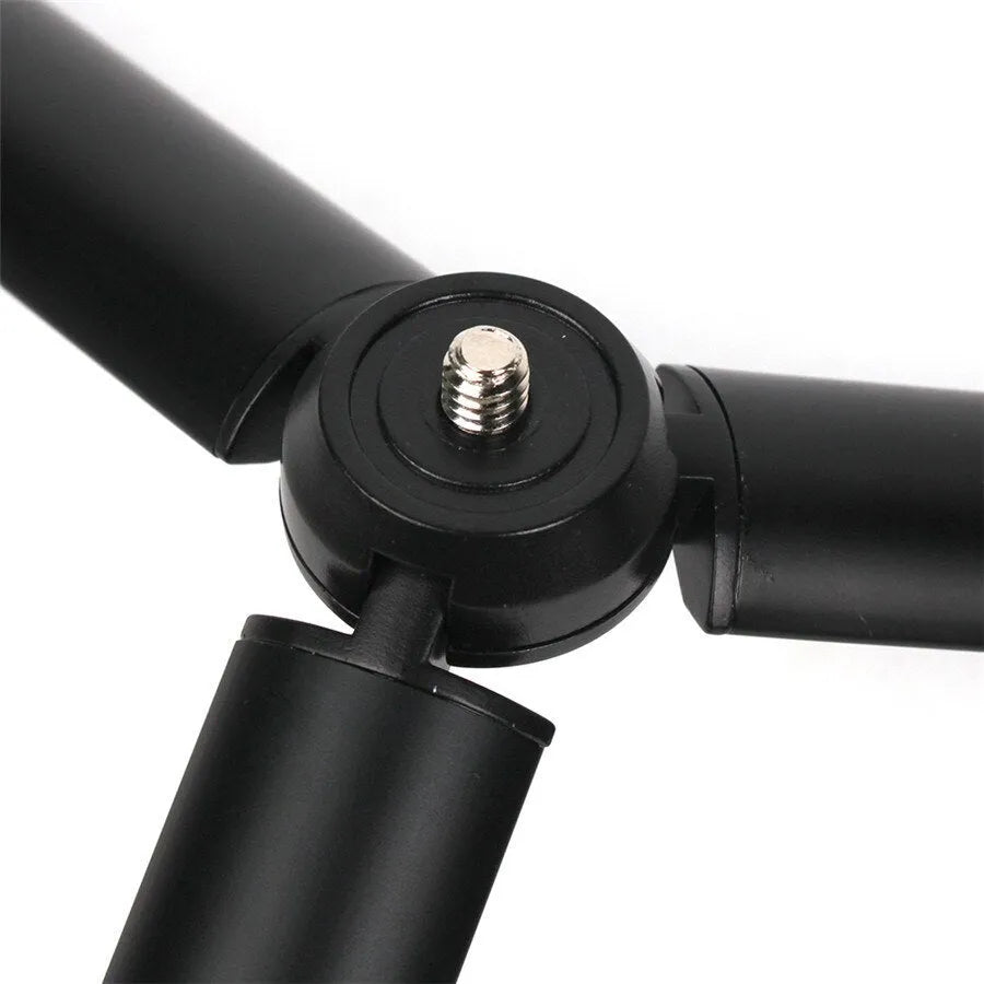 Black aluminium alloy mobile phone tripod stabiliser compatible with iPhone models