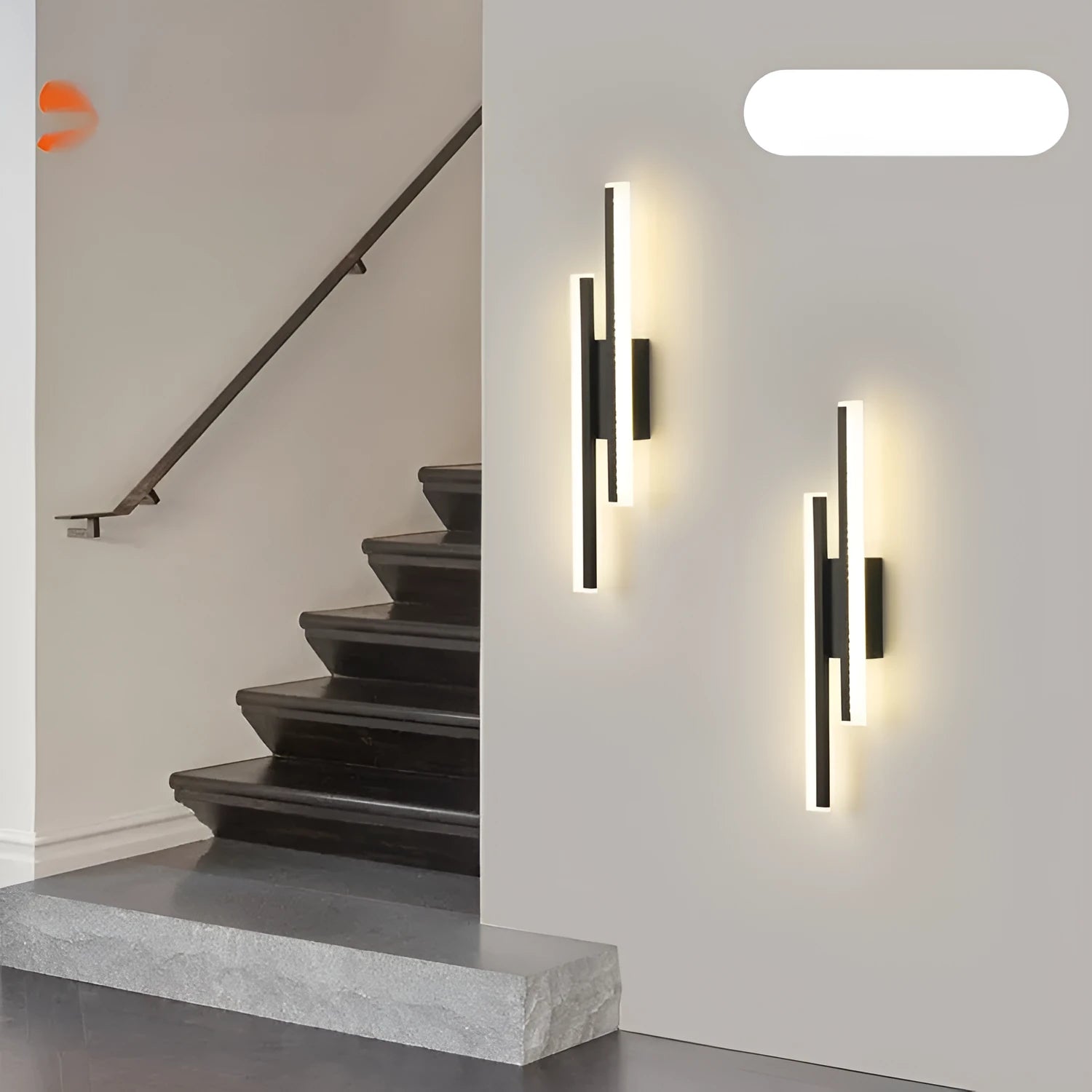 Gold finish double line wall lamp with three colour lighting options