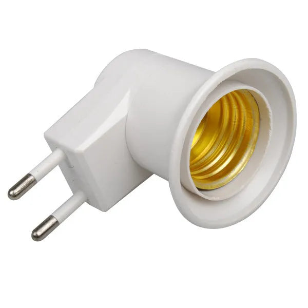 White wall plug-in screw lamp holder with switch for E27 bulb socket conversion