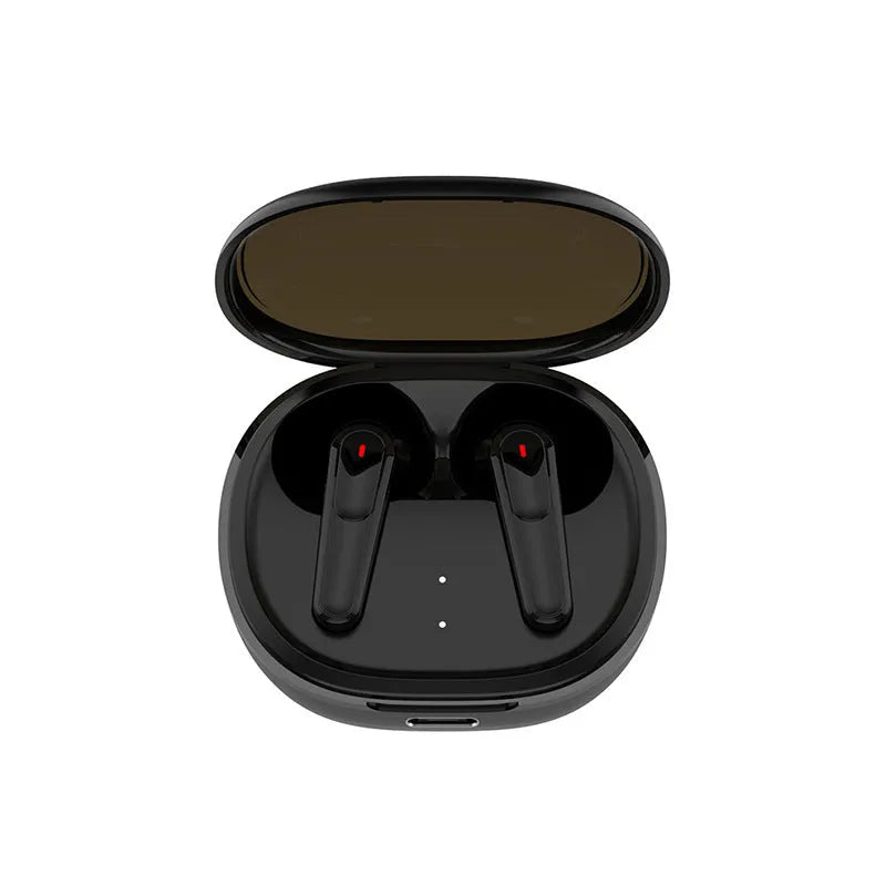 Black PRO30 noise reduction Bluetooth in-ear headphones on a dark background.