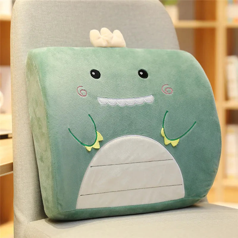Cartoon embroidered memory foam car cushion with removable inner core in pink unicorn design
