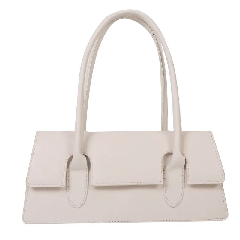 Women's small square shoulder bag in PU leather with document pocket and stitching detail