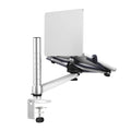 OA-1 aluminium alloy laptop stand with height adjustable arm and rotating platform on a desk