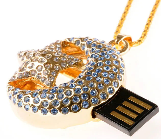 Metal jewellery USB flash drive with decorative casing showing USB connector