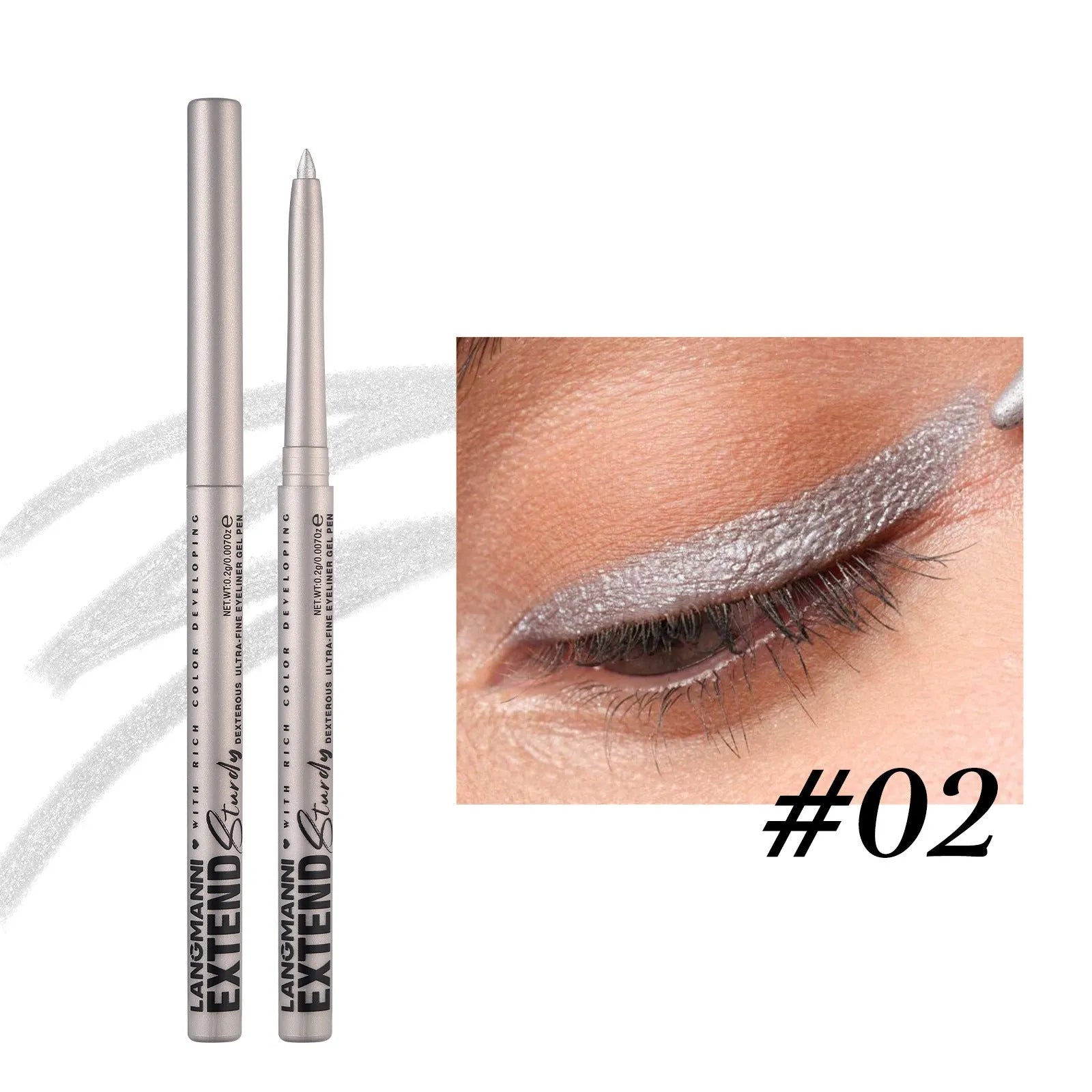 Set of 12 colourful gel glitter eyeliner pencils with matte, glitter, metallic, and pearl finishes
