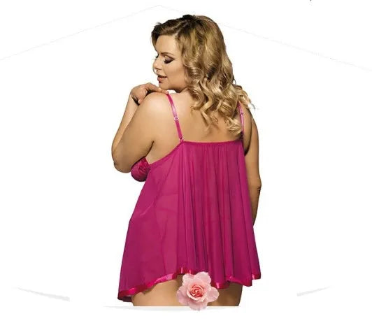 Women's purple lace sling dress sleepwear with mesh panels on mannequin