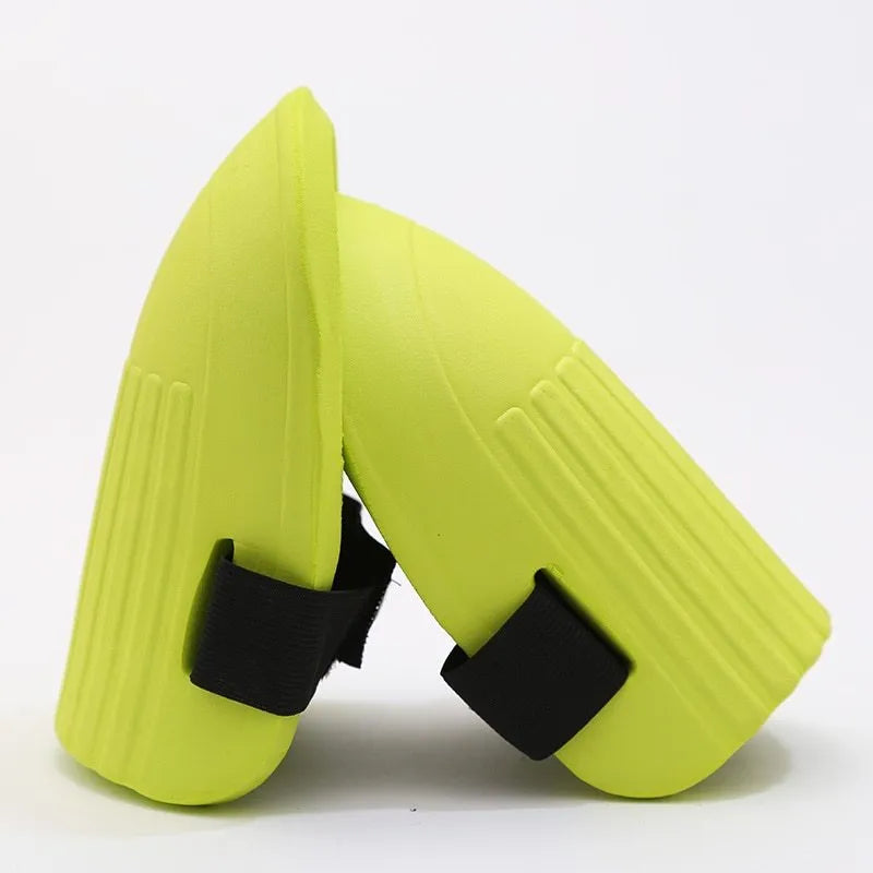 EVA foam knee pads for gardening in five colour options showing dimensions 19x15x1.3cm