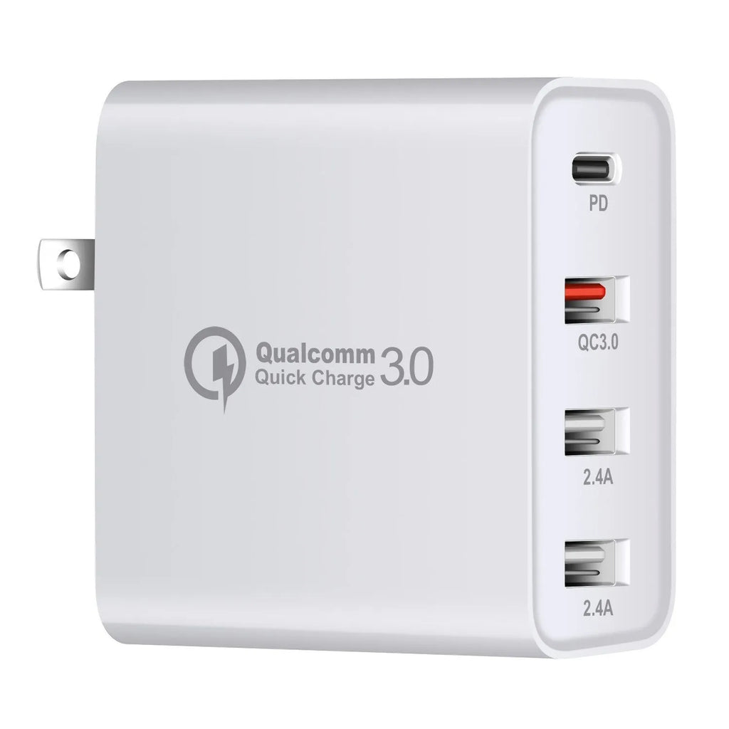 48W PD four-port USB-C fast charger in black with international plug options