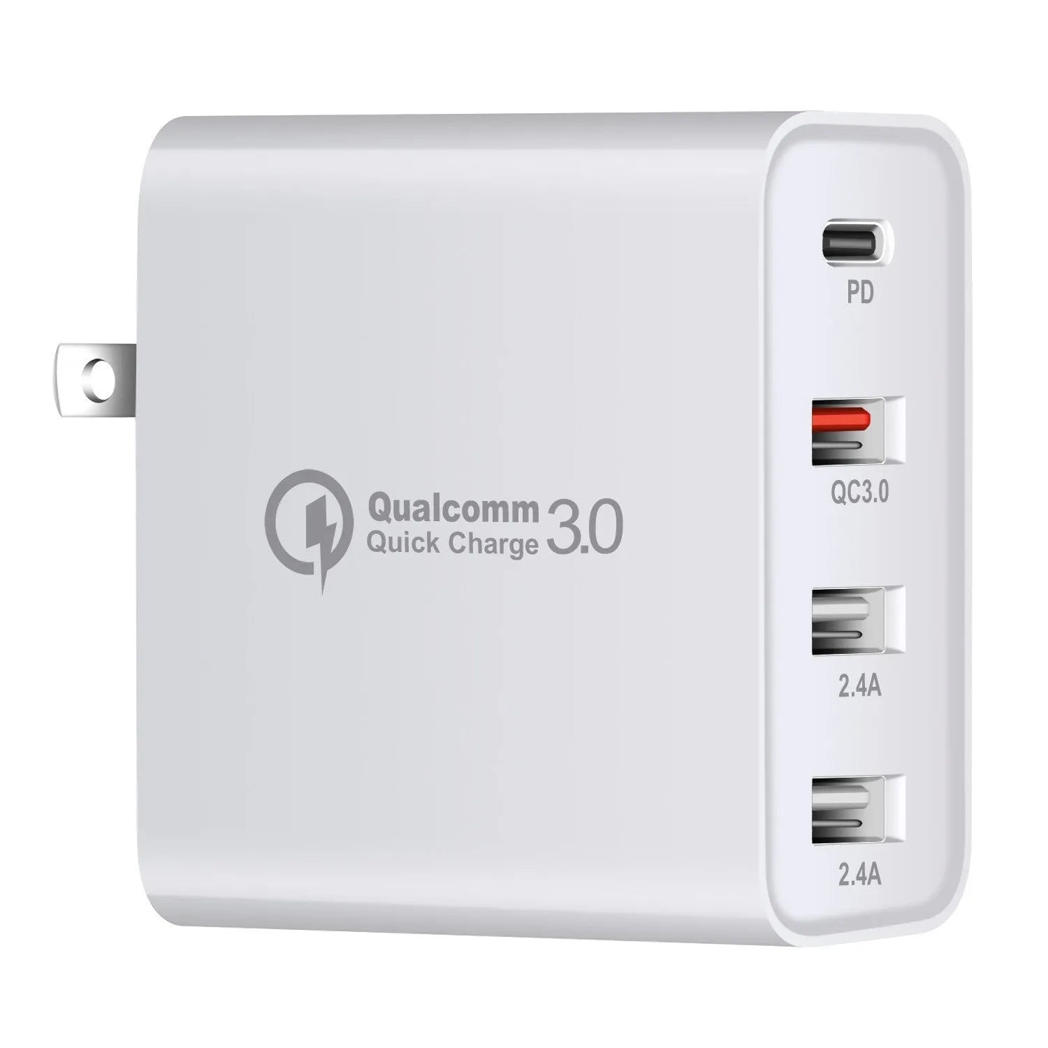 48W PD four-port USB-C fast charger in black with international plug options