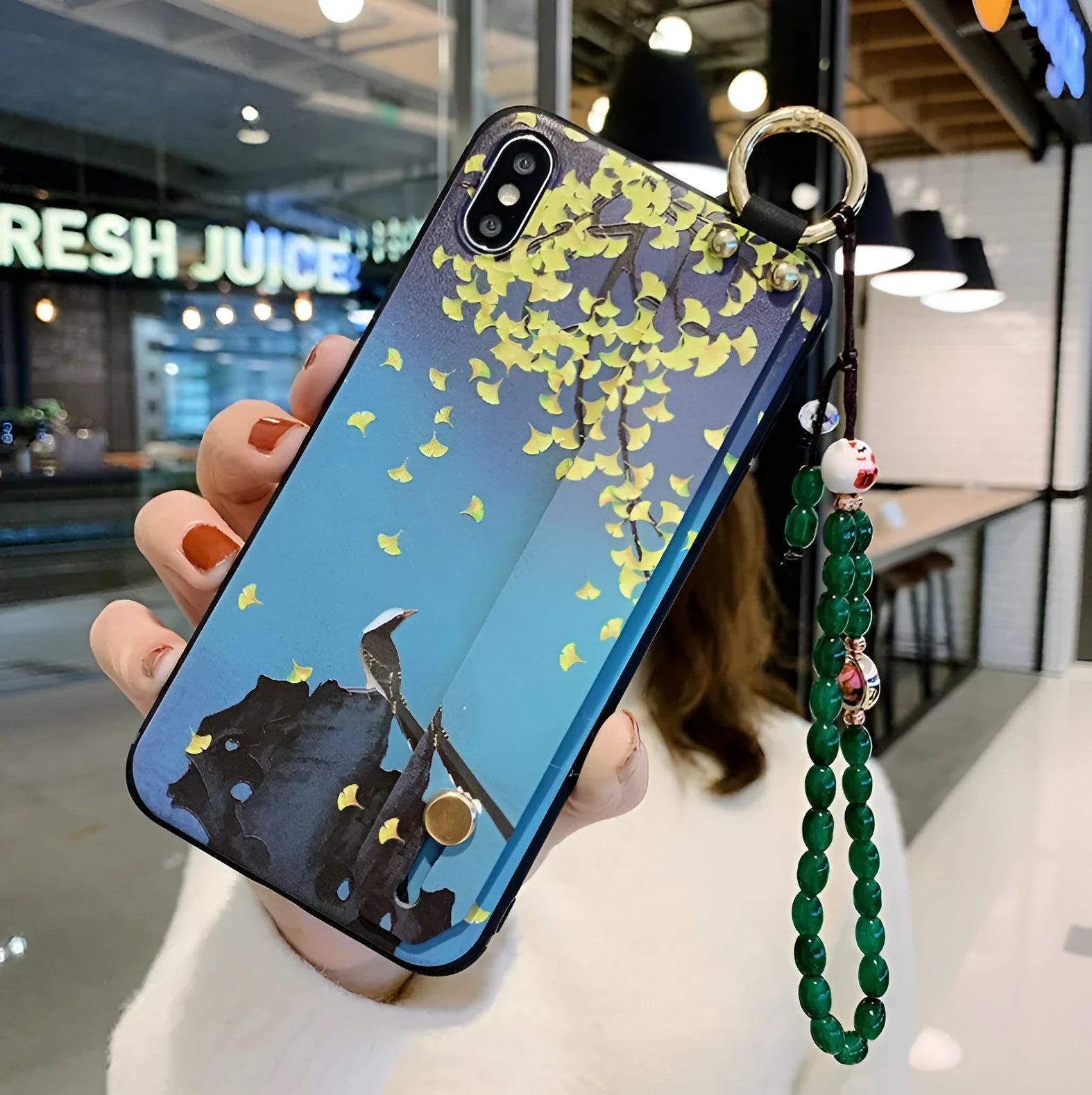 Rose flower pattern silicone wrist strap for iPhone phone cases