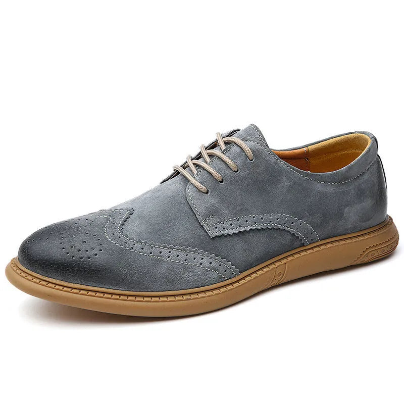 Men's black business leather shoes with lace-up design and leather stitching details