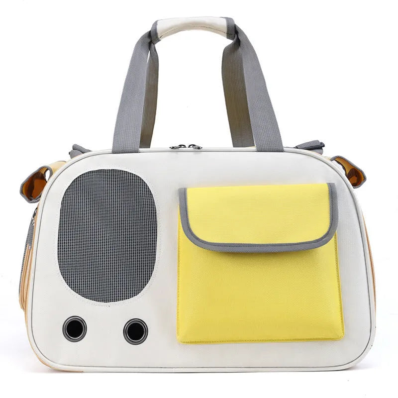 Foldable single shoulder pet carrier backpack in canvas material with large capacity