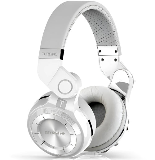 Blue String T2 Smart Edition black and white Bluetooth over-ear headset with folding design.