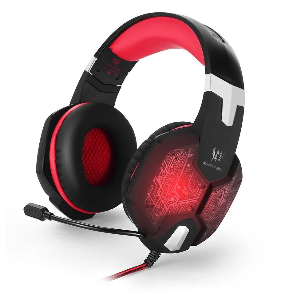 G1000 wired gaming headset with microphone, over-ear design, blue colour