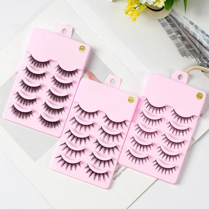 Manga false eyelashes set with three natural wispy styles for anime cosplay and Korean makeup