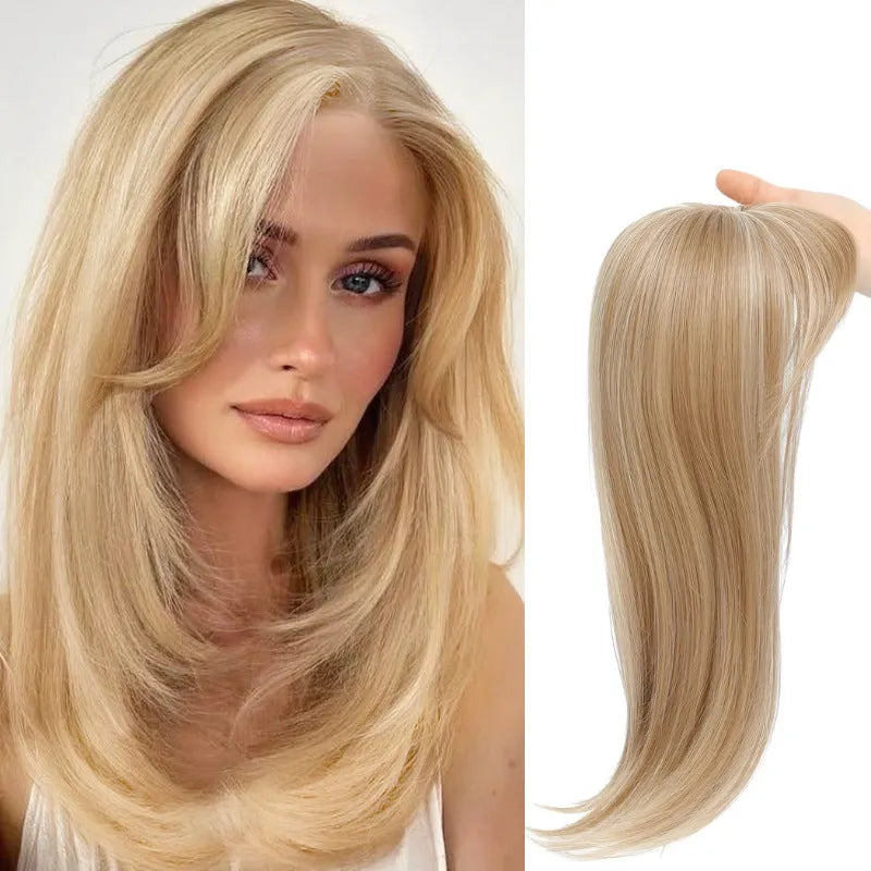 Synthetic hair clip-in wig with inner buckle fastening, shown in one of six available style colour options.
