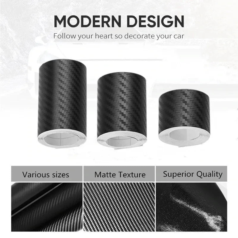 Matte black 3D carbon fibre protective vinyl roll for car door sills and bumpers